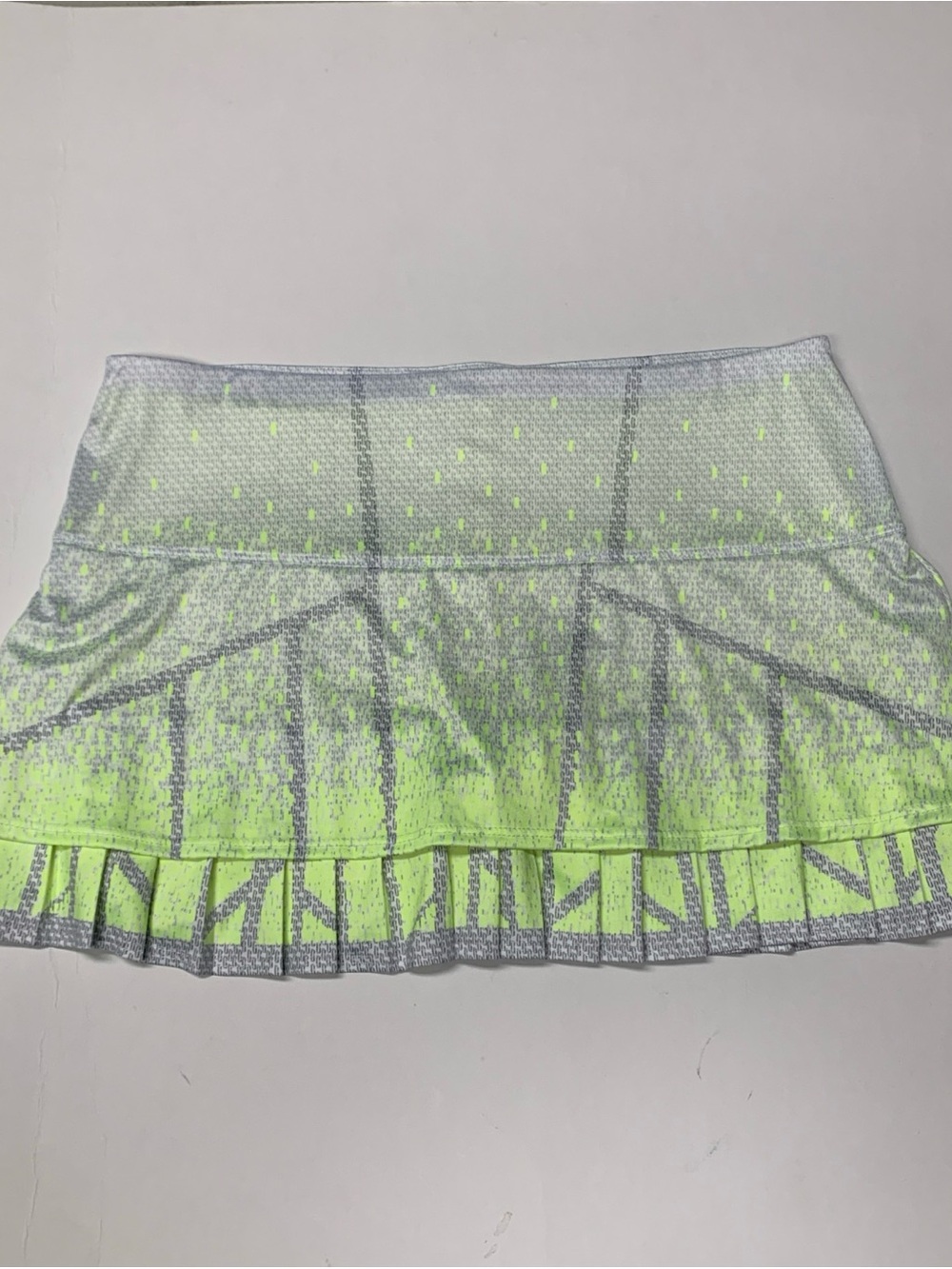 K-Swiss Neon Yellow and Gray Pleated Tennis Skirt